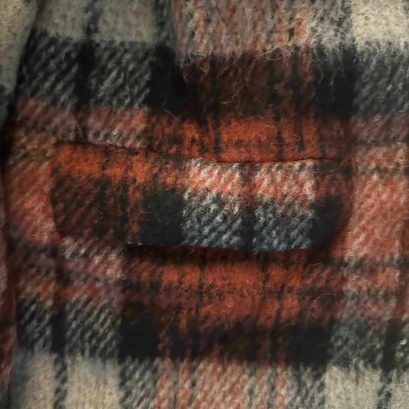 Zara Kids Plaid Pea Coat - Red, Black, and Cream - Picture 2 of 4